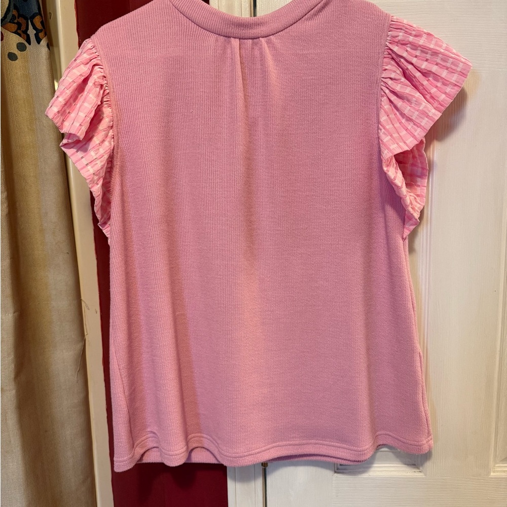 Pink Top with Ruffled Sleeves